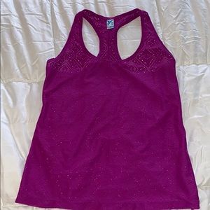 Purple mesh racer back workout tank